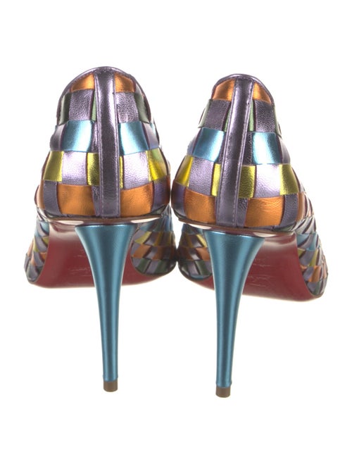 Christian Louboutin Leather Plaid Print Pumps