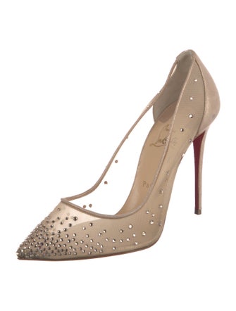 Christian Louboutin Mesh Crystal Embellishments Pumps