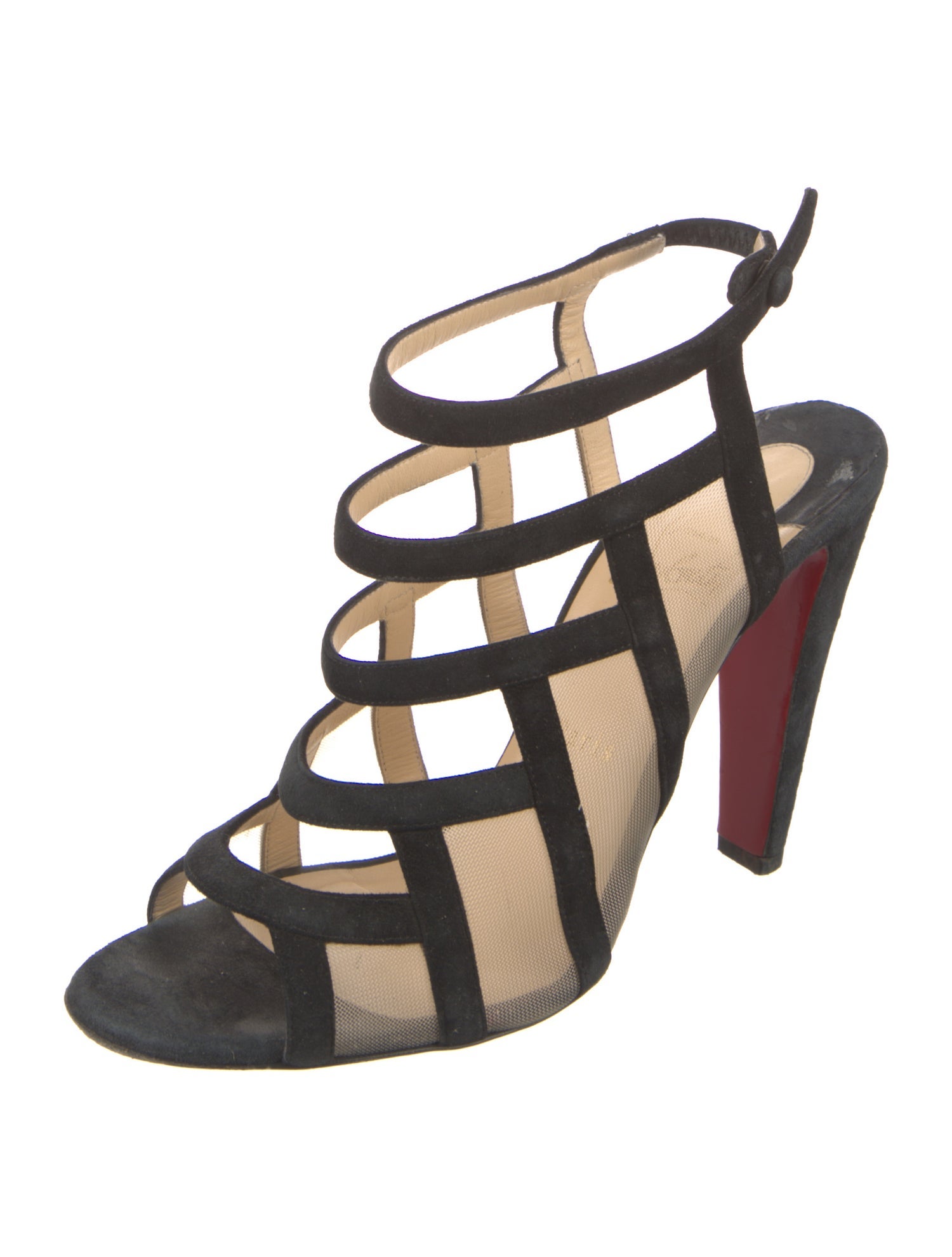 Christian Louboutin Suede Mesh Accents Gladiator Sandals