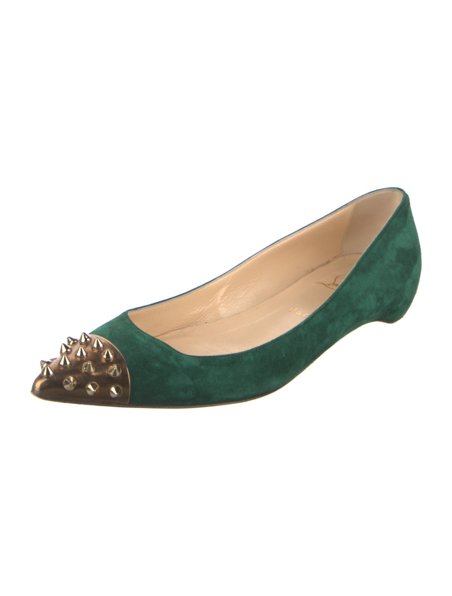 Christian Louboutin Spike Accents Suede Flats