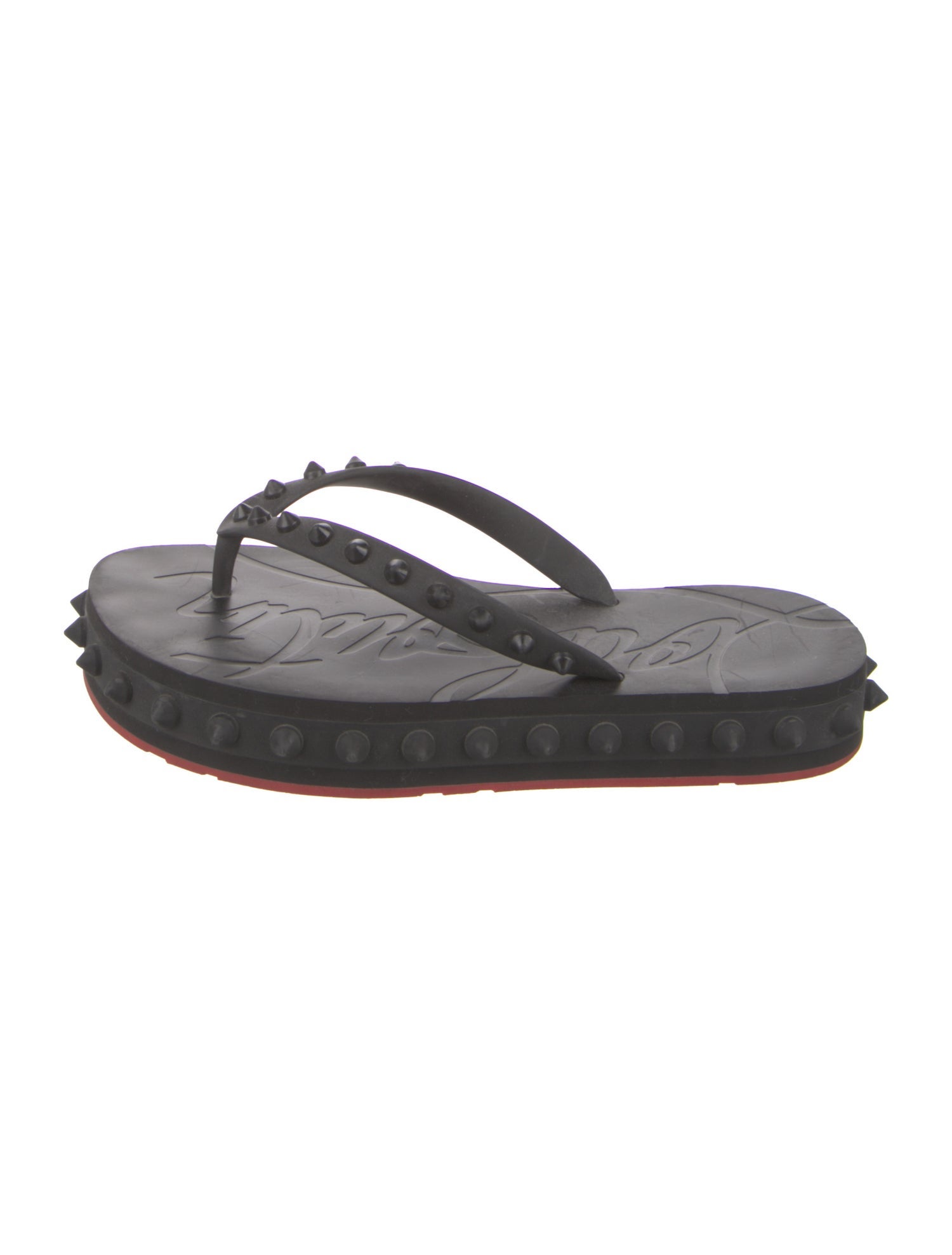 Christian Louboutin Spike Accents Rubber Flip Flops
