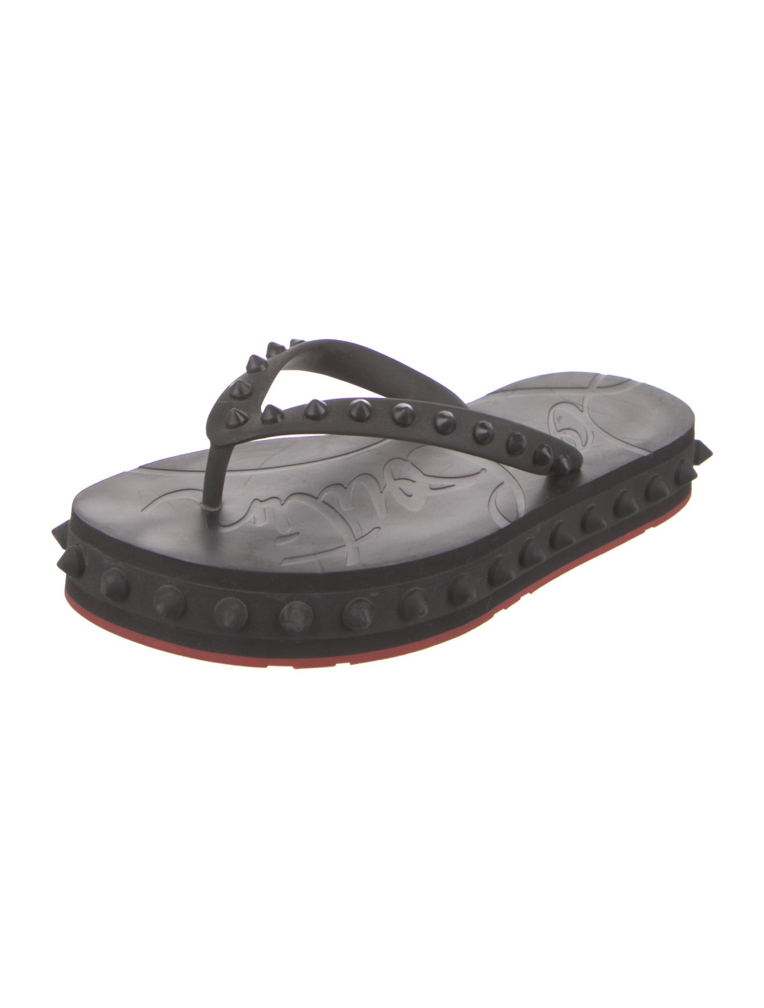 Christian Louboutin Spike Accents Rubber Flip Flops