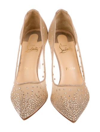 Christian Louboutin Mesh Crystal Embellishments Pumps