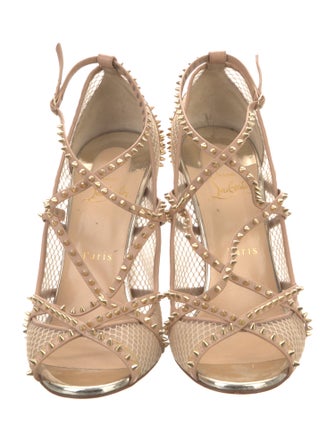 Christian Louboutin Spike Accents Leather Slingback Pumps