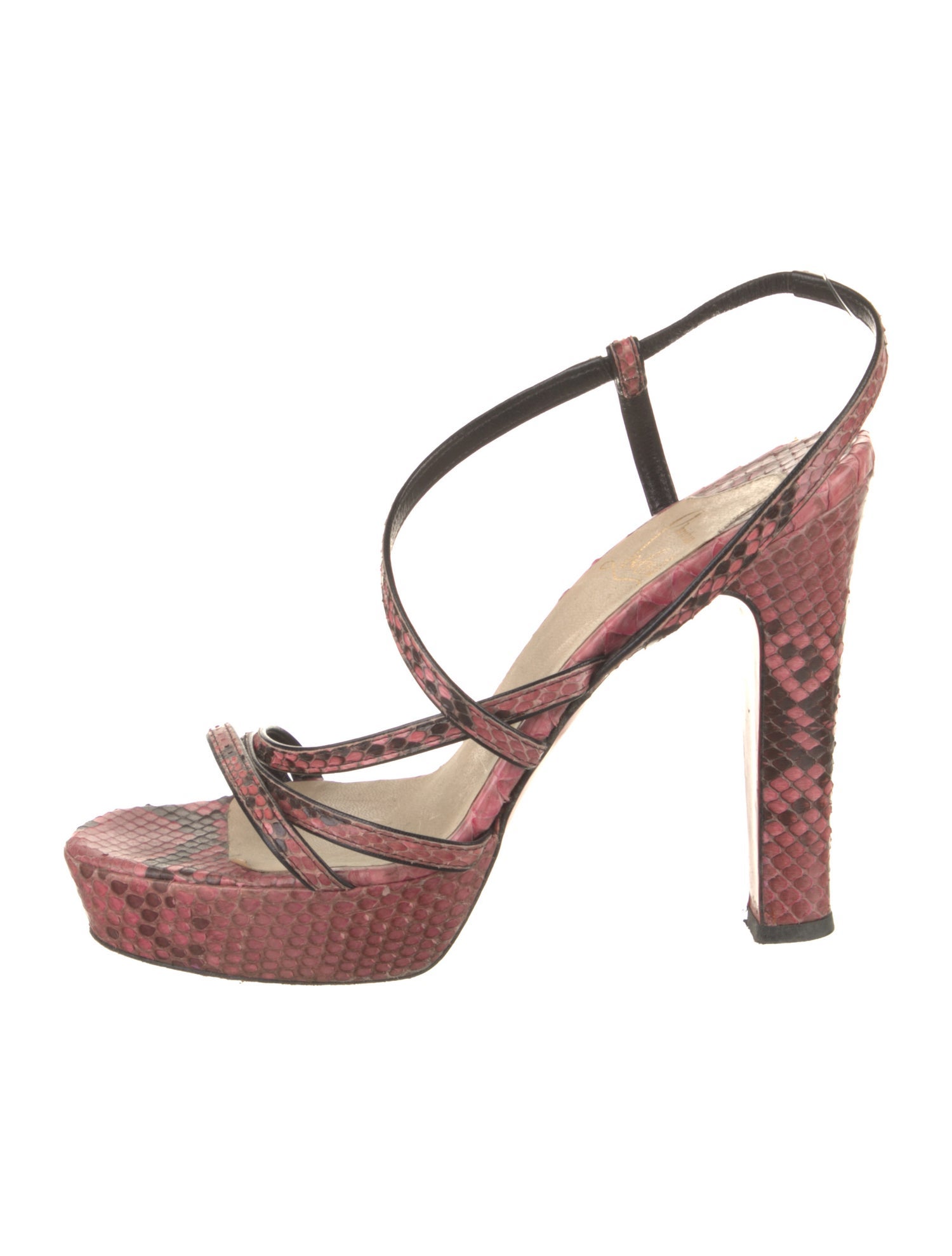 Christian Louboutin Snakeskin Animal Print Slingback Sandals