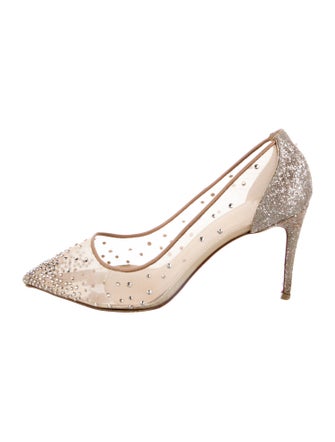 Christian Louboutin Mesh Glitter Accents Pumps