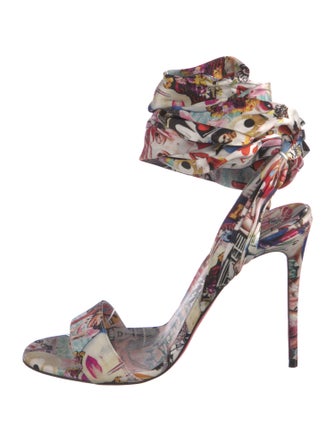 Christian Louboutin Satin Printed Sandals