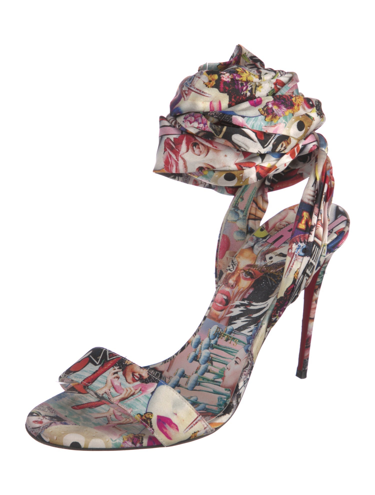 Christian Louboutin Satin Printed Sandals