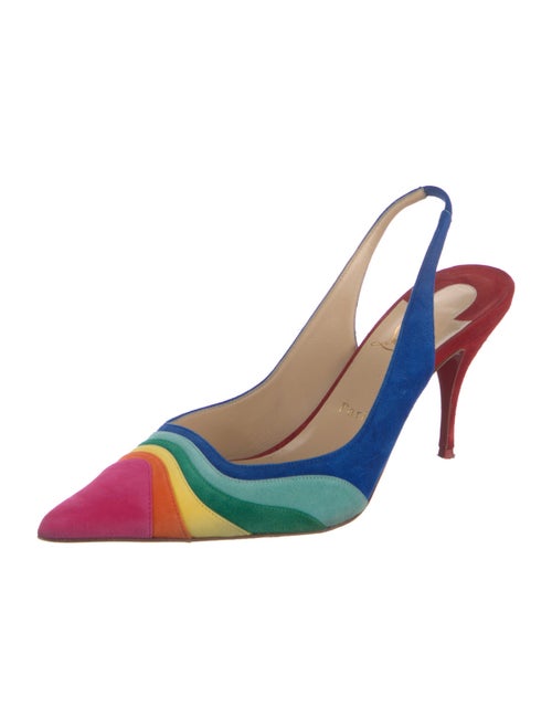 Christian Louboutin Suede Printed Slingback Pumps
