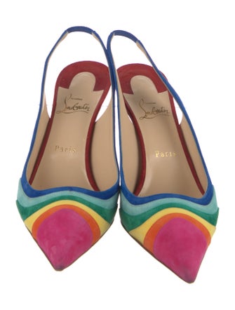 Christian Louboutin Suede Printed Slingback Pumps