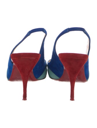 Christian Louboutin Suede Printed Slingback Pumps