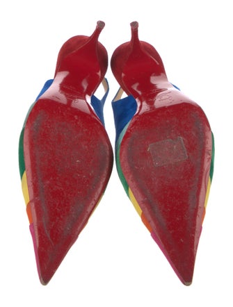 Christian Louboutin Suede Printed Slingback Pumps