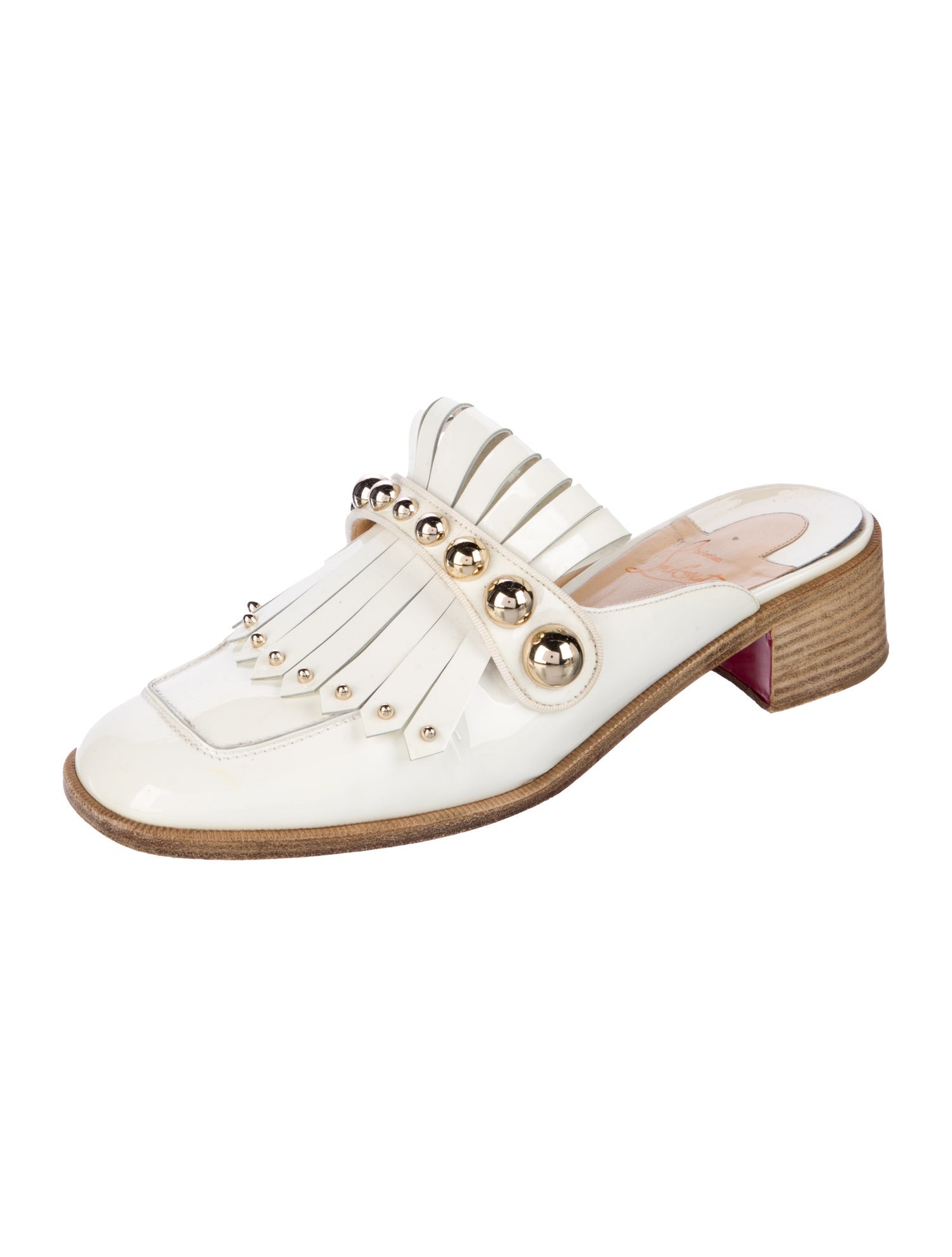 Christian Louboutin Patent Leather Studded Accents Mules