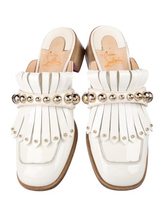 Christian Louboutin Patent Leather Studded Accents Mules