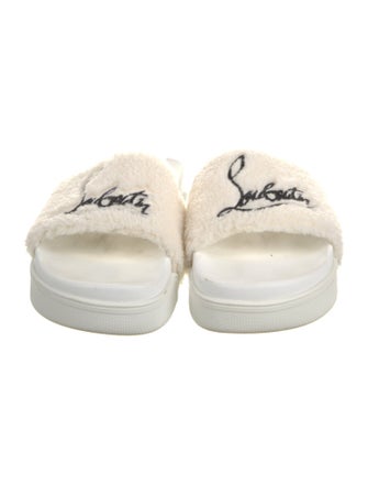 Christian Louboutin Shearling Graphic Print Slides