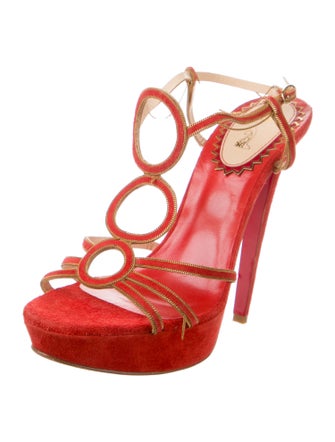 Christian Louboutin Suede Chain-Link Accents Slingback Sandals