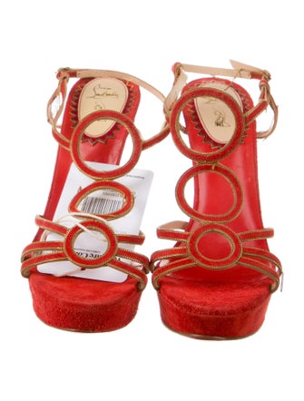 Christian Louboutin Suede Chain-Link Accents Slingback Sandals