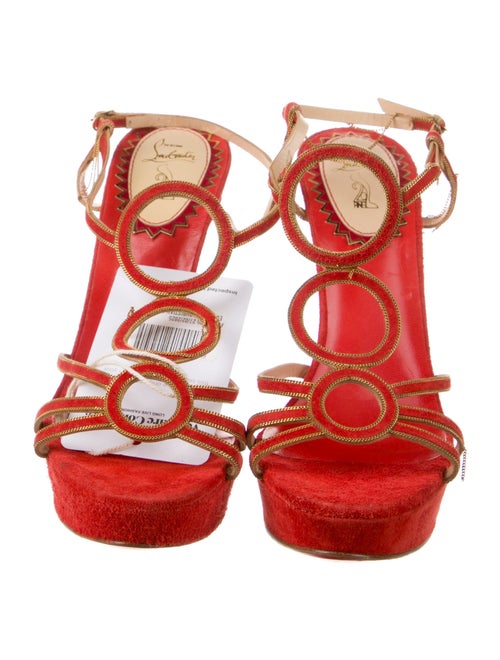 Christian Louboutin Suede Chain-Link Accents Slingback Sandals