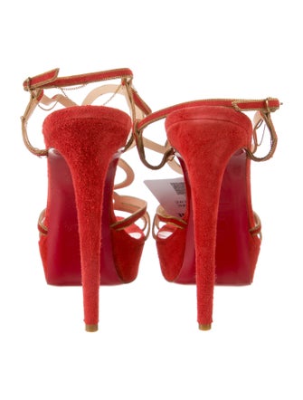 Christian Louboutin Suede Chain-Link Accents Slingback Sandals