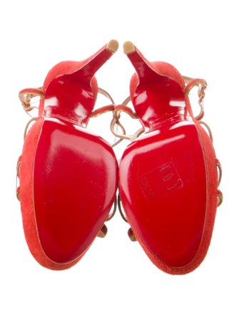 Christian Louboutin Suede Chain-Link Accents Slingback Sandals