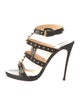 Christian Louboutin Spike Accents Patent Leather Gladiator Sandals