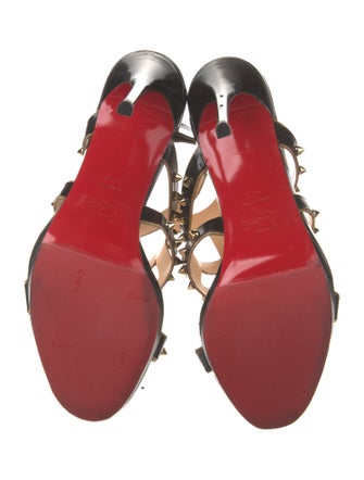 Christian Louboutin Spike Accents Patent Leather Gladiator Sandals
