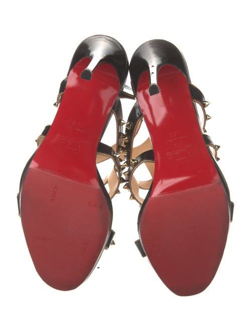 Christian Louboutin Spike Accents Patent Leather Gladiator Sandals