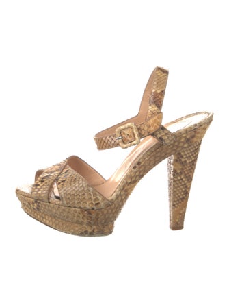 Christian Louboutin Snakeskin Animal Print Slingback Sandals