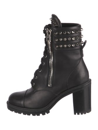 Christian Louboutin Spike Accents Leather Combat Boots