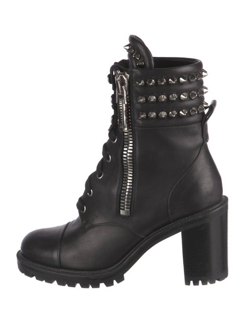 Christian Louboutin Spike Accents Leather Combat Boots