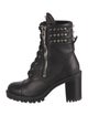 Christian Louboutin Spike Accents Leather Combat Boots