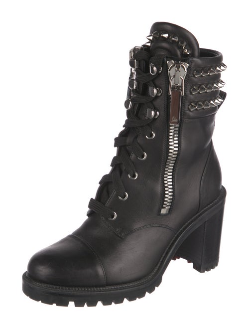 Christian Louboutin Spike Accents Leather Combat Boots