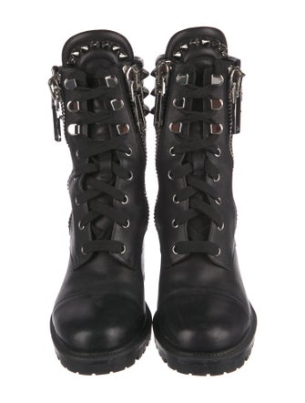 Christian Louboutin Spike Accents Leather Combat Boots