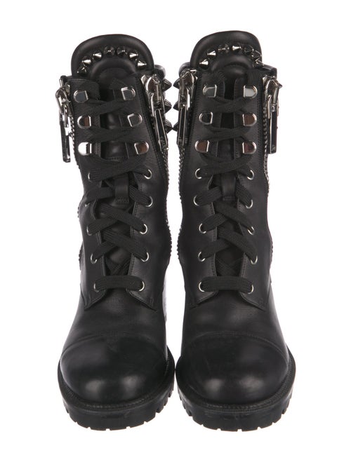 Christian Louboutin Spike Accents Leather Combat Boots