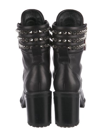 Christian Louboutin Spike Accents Leather Combat Boots