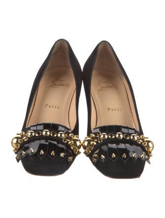 Christian Louboutin Spike Accents Suede Pumps
