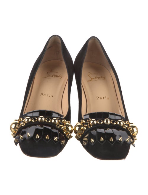 Christian Louboutin Spike Accents Suede Pumps