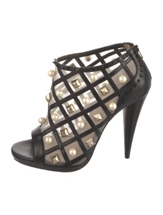 Christian Louboutin Faux Pearl Accents Leather Pumps