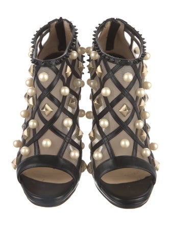 Christian Louboutin Faux Pearl Accents Leather Pumps