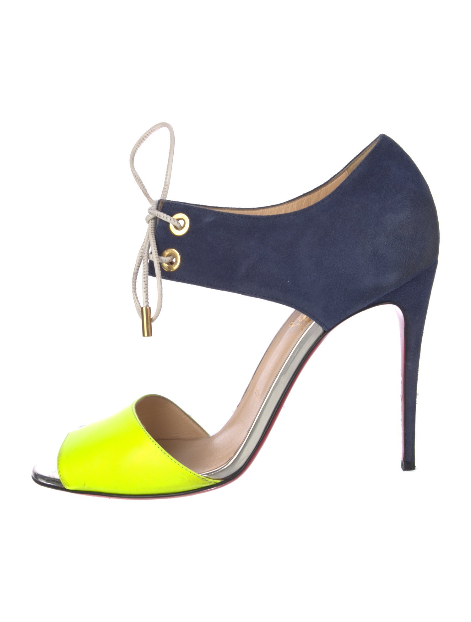 Christian Louboutin Suede Colorblock Pattern D'Orsay Pumps