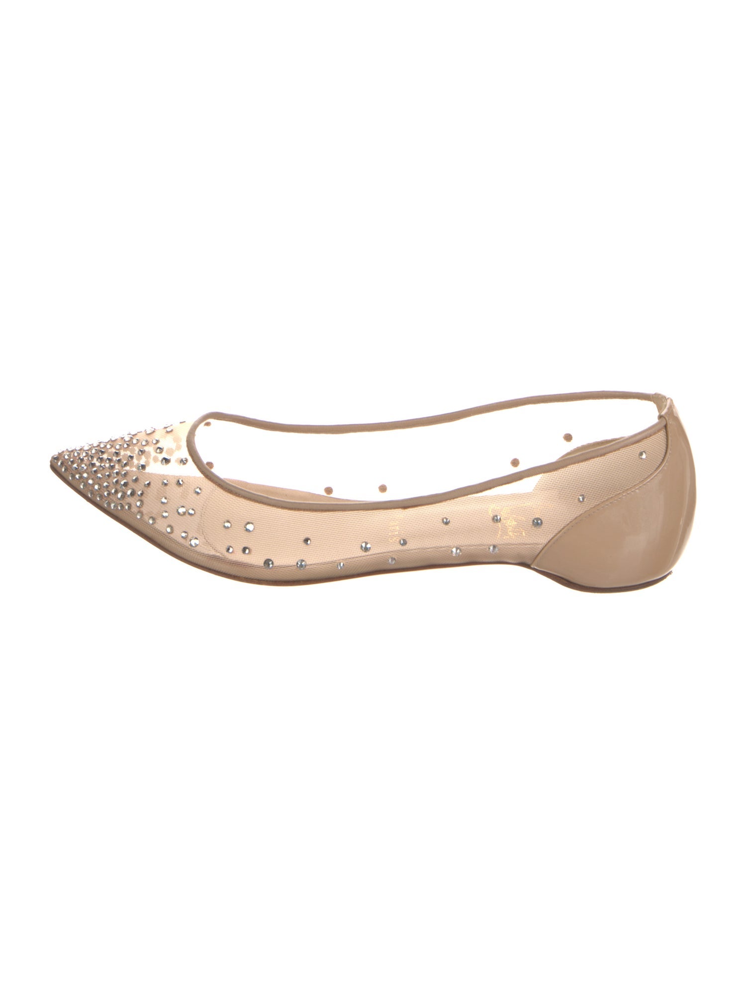 Christian Louboutin Mesh Crystal Embellishments Ballet Flats
