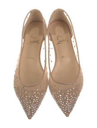 Christian Louboutin Mesh Crystal Embellishments Ballet Flats