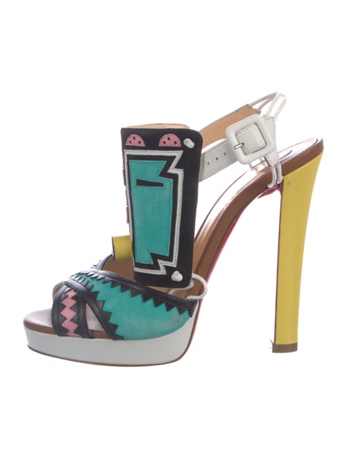 Christian Louboutin Leather Printed T-Strap Sandals