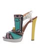 Christian Louboutin Leather Printed T-Strap Sandals