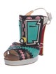 Christian Louboutin Leather Printed T-Strap Sandals