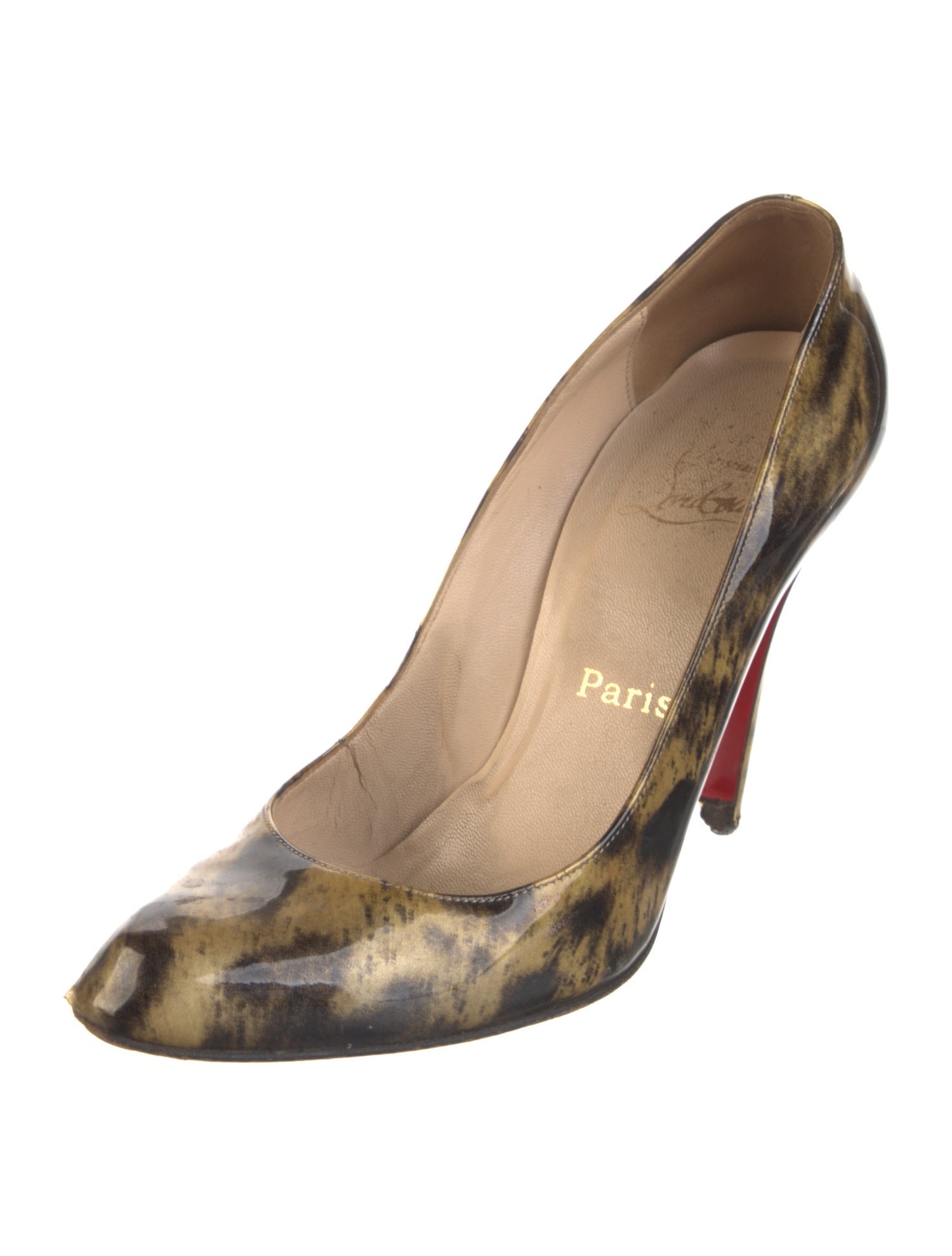 Christian Louboutin Patent Leather Animal Print Pumps