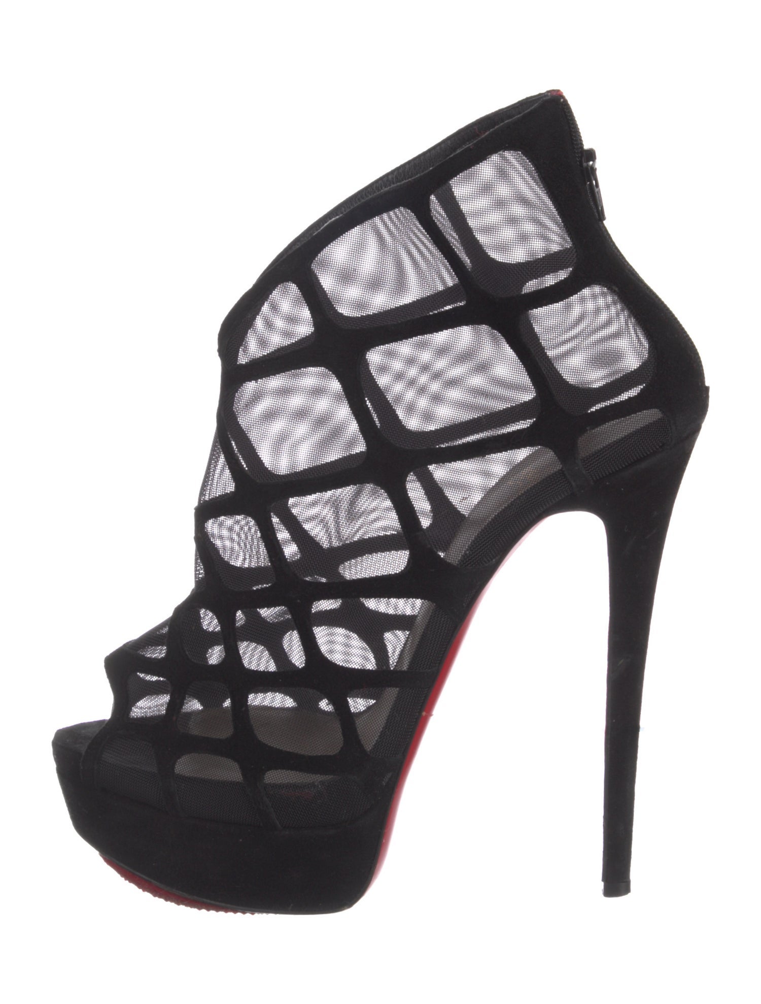 Christian Louboutin Suede Mesh Accents Pumps