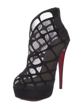 Christian Louboutin Suede Mesh Accents Pumps