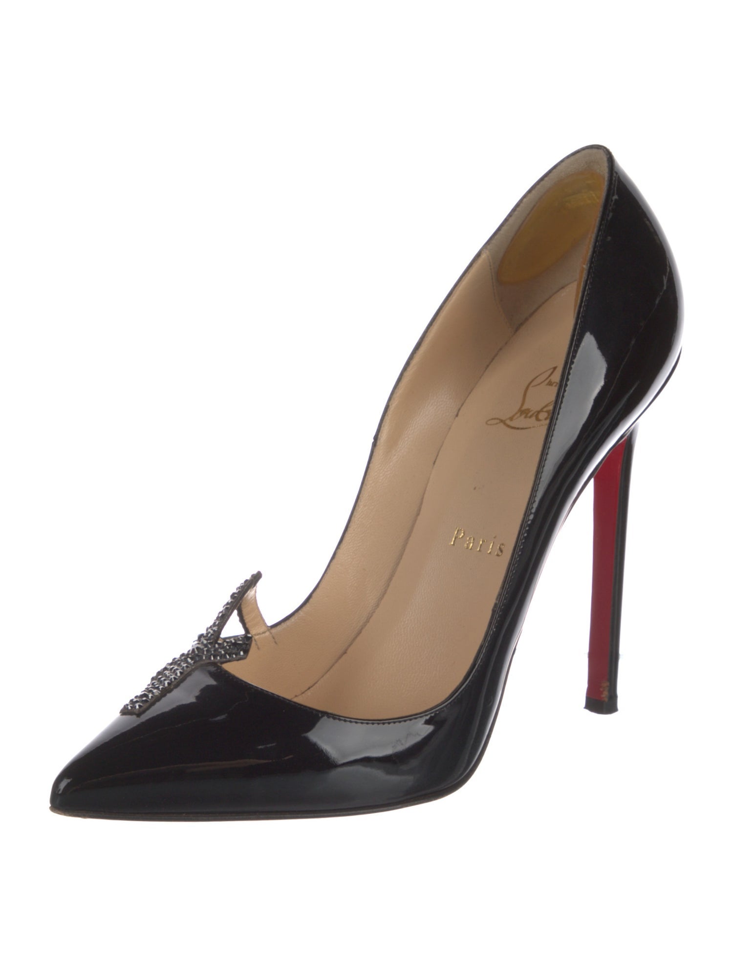 Christian Louboutin Patent Leather Crystal Embellishments Pumps