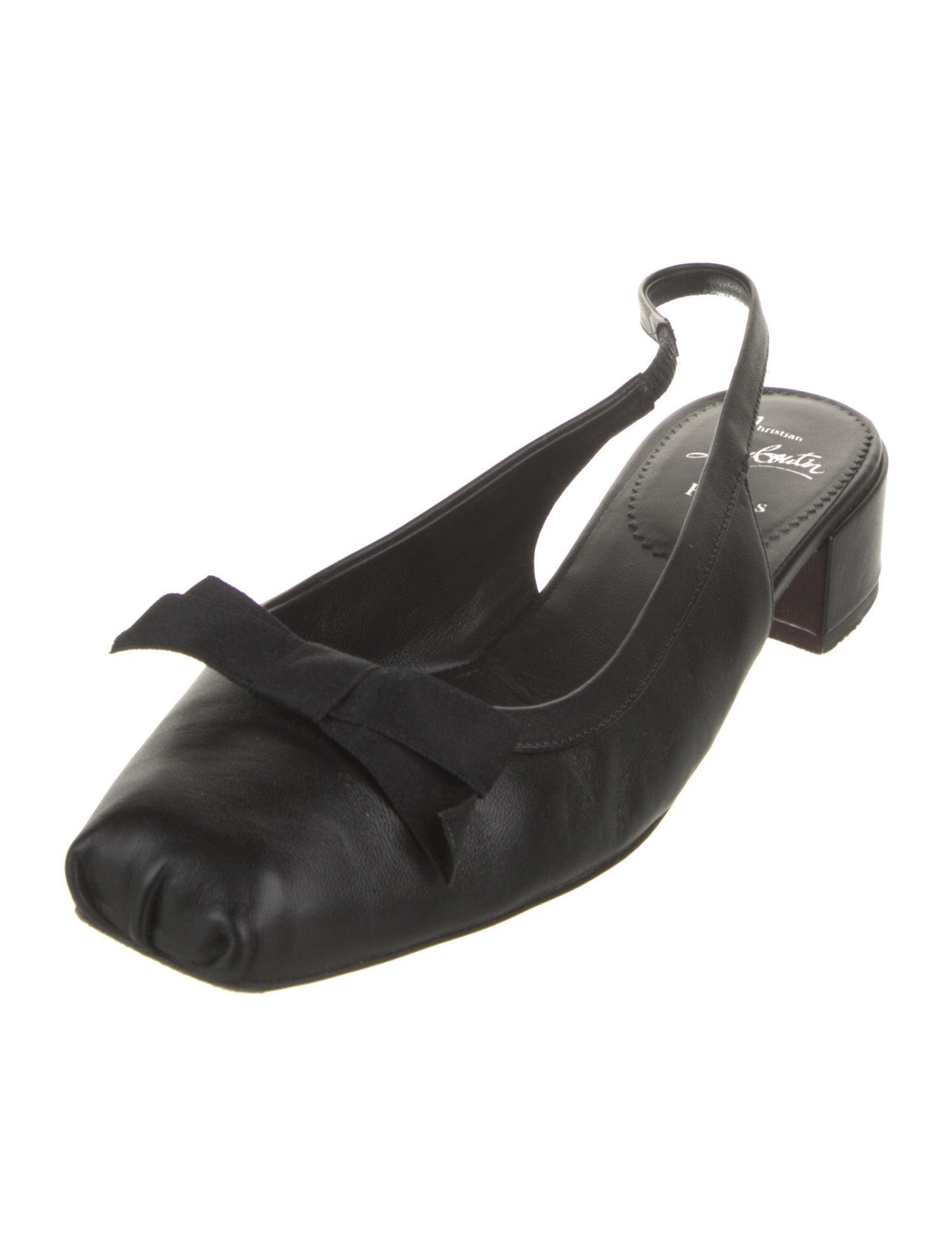 Christian Louboutin Leather Bow Accents Slingback Flats